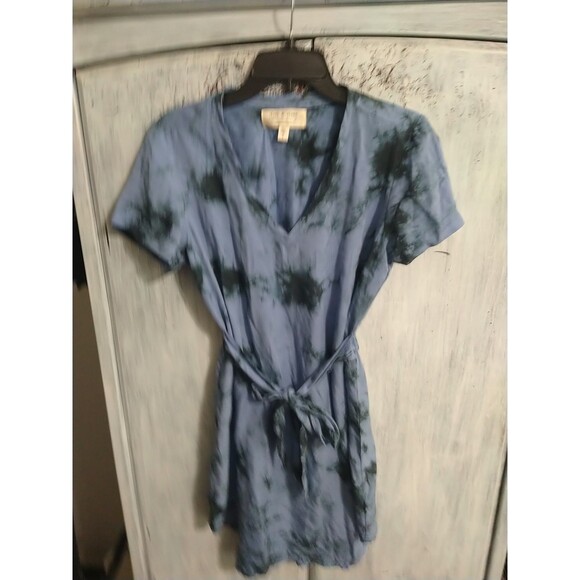 Anthropologie Cloth And Stone Tie Dye V-neck Mini Dress - Picture 4 of 8